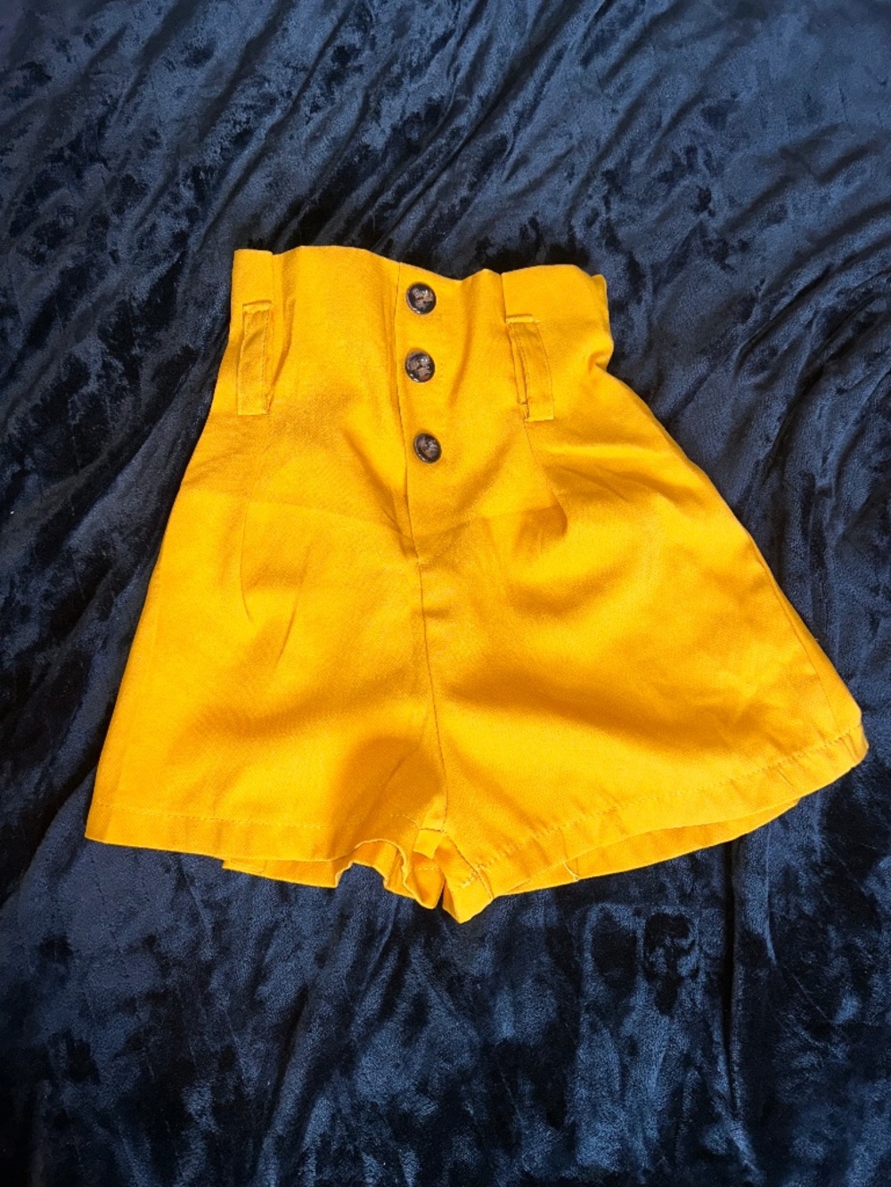 High waisted yellow shorts